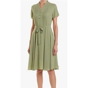 NWOT Nanette Lepore Olive Green Midi Dress Short Sleeve Modest Knee Length